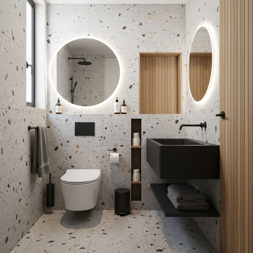 Minimalistiskt badrum med moderna detaljer